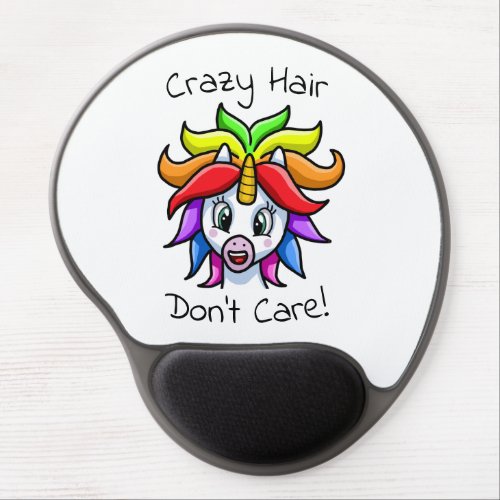 Unicorn Crazy Hair Dont Care Funny Gel Mouse Pad