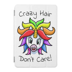 Unicorn Crazy Hair Don't Care Funny iPad Mini Cover