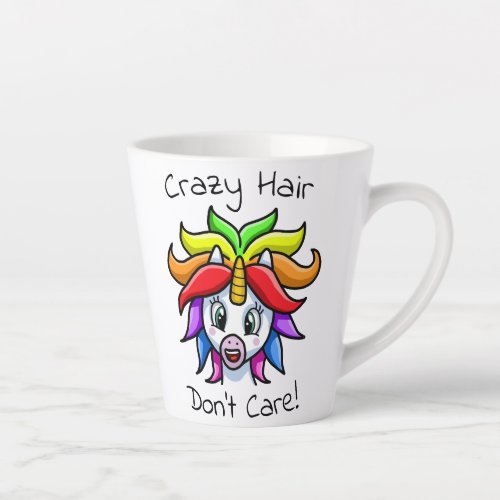 Unicorn Crazy Hair Dont Care Funny Latte Mug