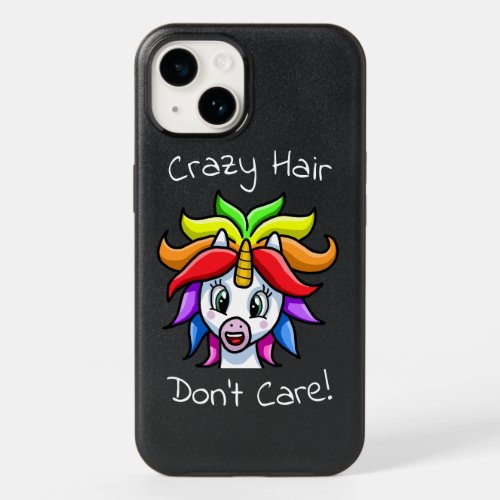 Unicorn Crazy Hair Dont Care Funny OtterBox iPhone 14 Case
