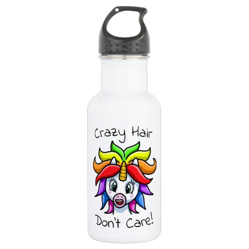 Unicorn Crazy Hair Dont Care Funny  Stainless Steel Water Bottle