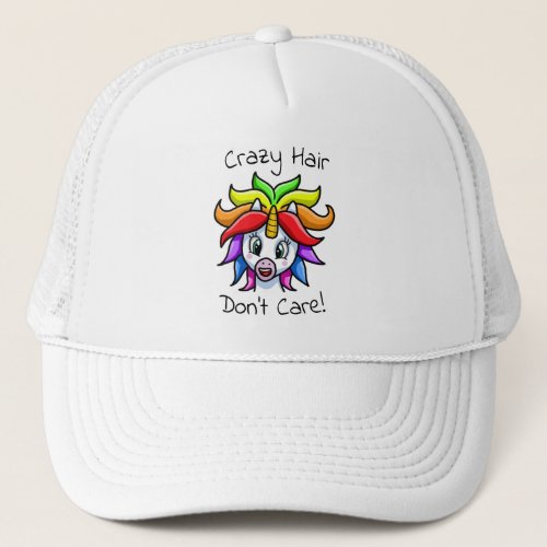 Unicorn Crazy Hair Dont Care Funny Trucker Hat