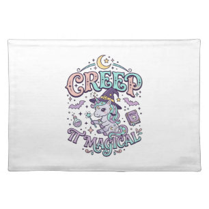 Unicorn Creep It Magical Retro Style T-Shirt Desig Cloth Placemat