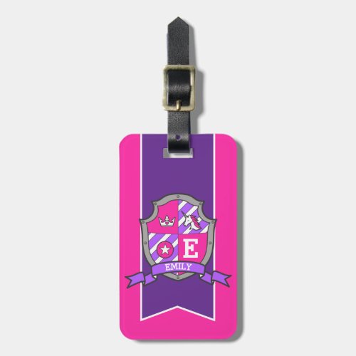 Unicorn crest personalized name and address luggage tag