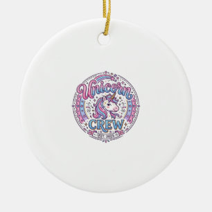 Unicorn Crew Playful Print on Demand Design_1 Ceramic Ornament