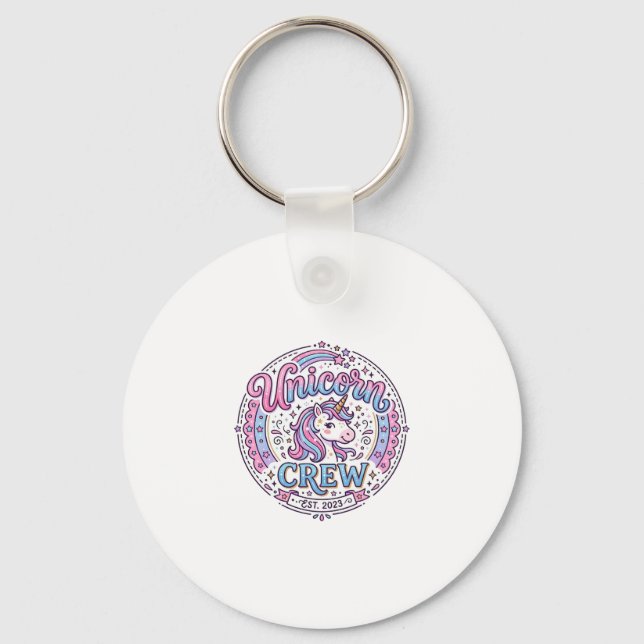 Unicorn Crew Playful Print on Demand Design_1 Keychain (Front)