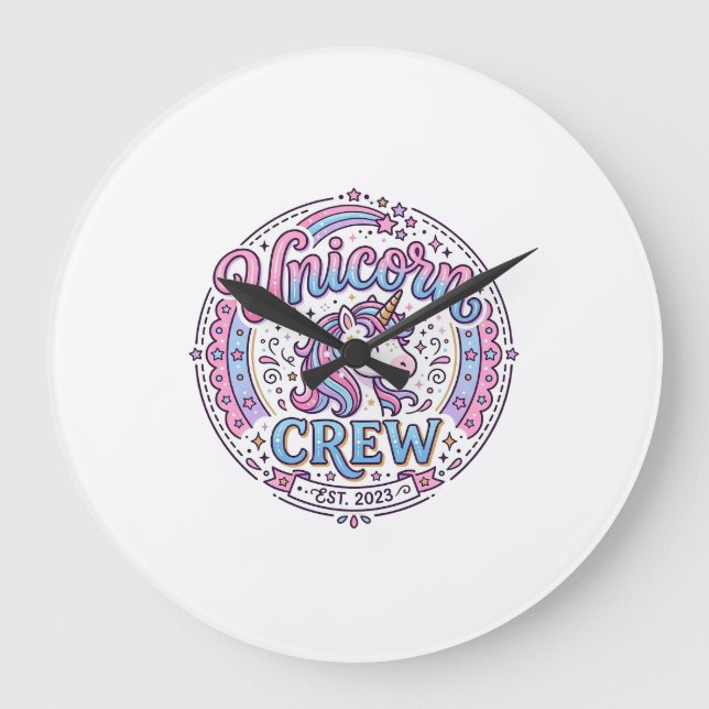 Unicorn Crew Playful Print on Demand Design_1 Large Clock (Front)