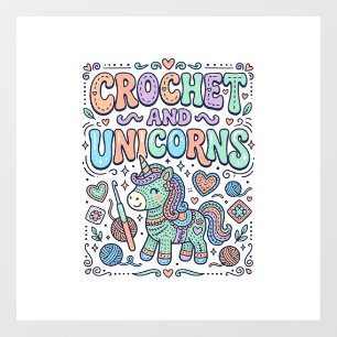 Unicorn Crochet and Unicorns Kawaii Sticker and Sh