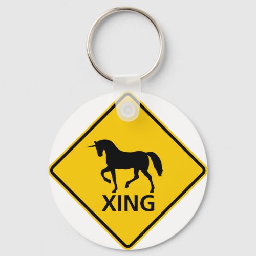 Unicorn Crossing Highway Sign Keychain