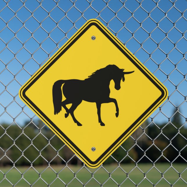 Unicorn Crossing Metal Sign (In Situ(Fence))