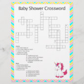 Unicorn Crossword Baby Shower Game (Front)