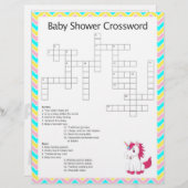 Unicorn Crossword Baby Shower Game (Front/Back)