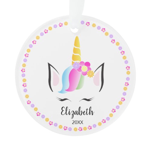 Unicorn Crown cute girl photo Christmas Ornament