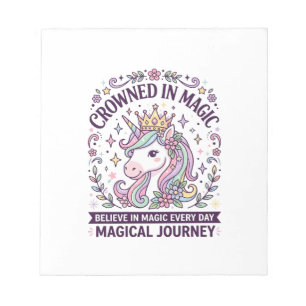 Unicorn Crowned in Magic Bold Typography Graphic T Notepad