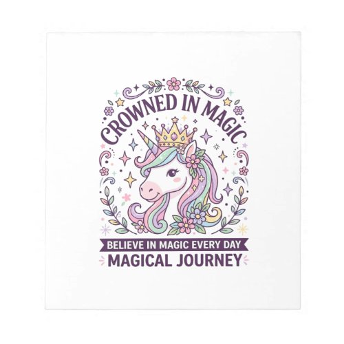 Unicorn Crowned in Magic Bold Typography Graphic T Notepad