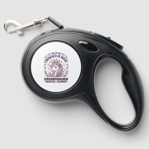 Unicorn Crowned in Magic Bold Typography Graphic T Retractable Pet Leash