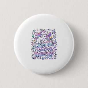 Unicorn Crystal Healing Unicorn Gift Idea Vector D Button