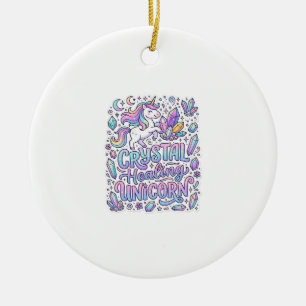 Unicorn Crystal Healing Unicorn Gift Idea Vector D Ceramic Ornament