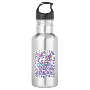Unicorn Crystal Healing Unicorn Gift Idea Vector D Stainless Steel Water Bottle