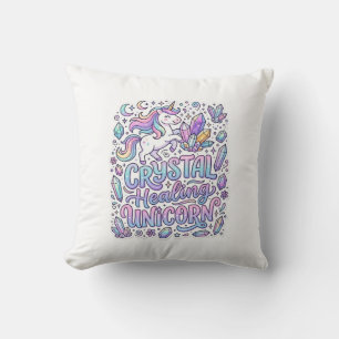 Unicorn Crystal Healing Unicorn Gift Idea Vector D Throw Pillow