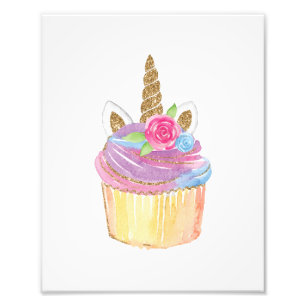 Unicorn Cupcake Nursery Girl Baby Shower Birthday Photo Print