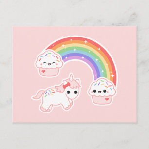 Unicorn Cupcake Rainbow Birthday Party Invitations