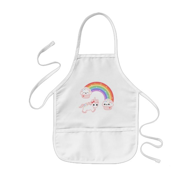 Unicorn Cupcake Rainbow Kids' Apron (Front)
