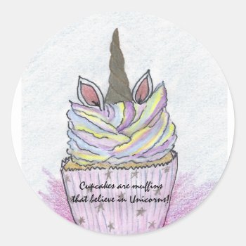 Unicorn Cupcake Sticker by NensPlace at Zazzle