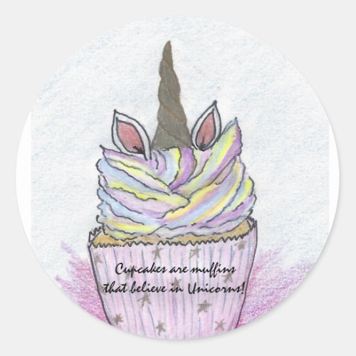 Unicorn cupcake sticker