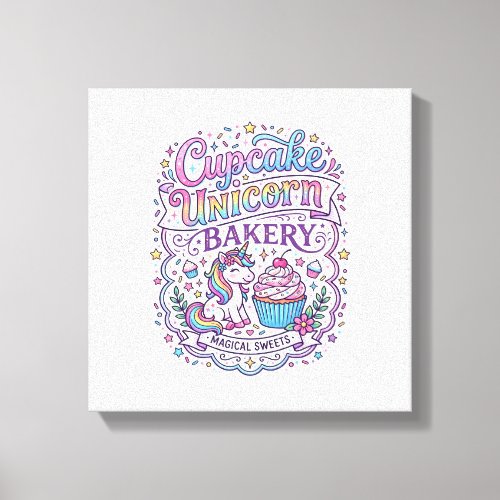 Unicorn Cupcake Unicorn Bakery White Background Pr Canvas Print