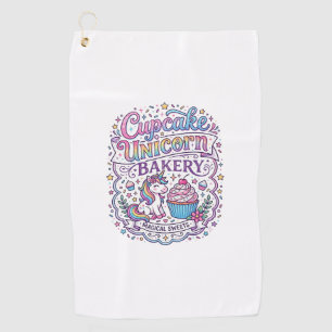 Unicorn Cupcake Unicorn Bakery White Background Pr Golf Towel