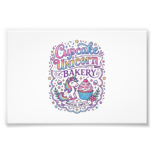 Unicorn Cupcake Unicorn Bakery White Background Pr Photo Print