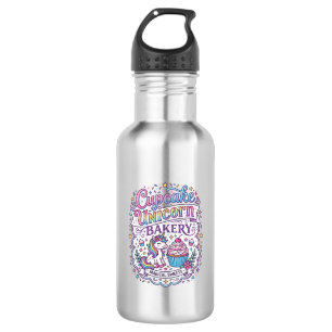 Unicorn Cupcake Unicorn Bakery White Background Pr Stainless Steel Water Bottle