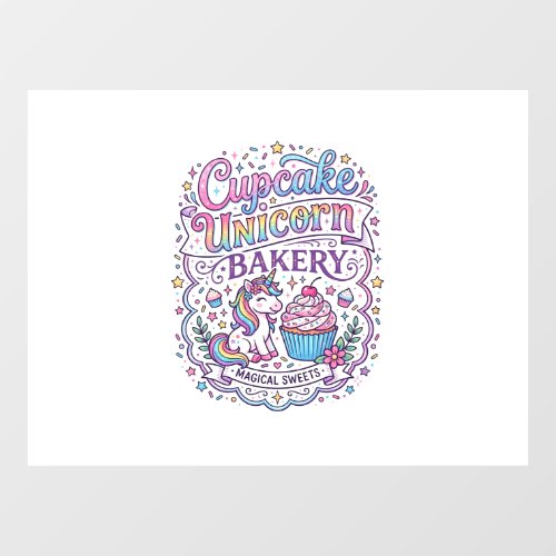 Unicorn Cupcake Unicorn Bakery White Background Pr Window Cling