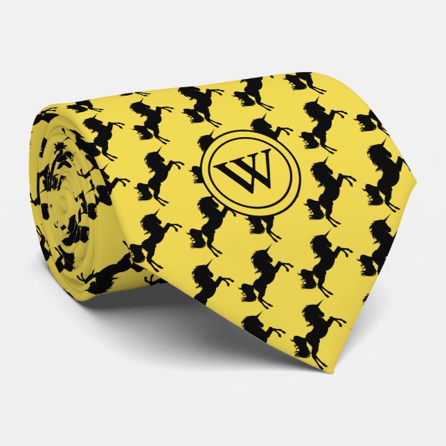 UNICORN Custom Monogram Scripture Yellow Neck Tie (Rolled)