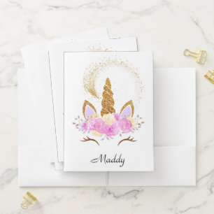 UNICORN CUSTOM NAME BACK TO SCHOOL POCKET FOLDER