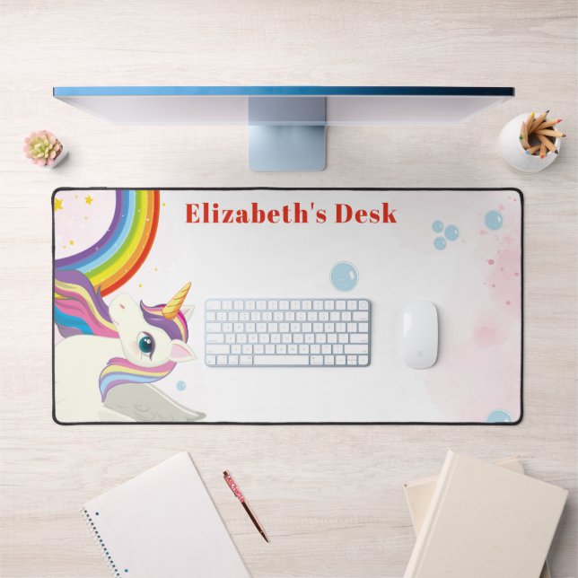 Unicorn custom name girly desk mat (Office 1)