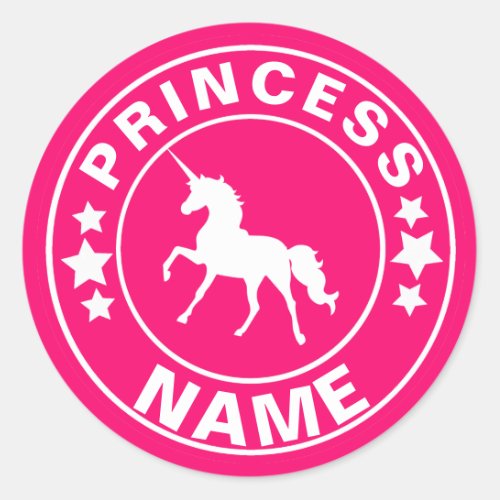 Unicorn Custom Name princess Rainbow Pink Sticker