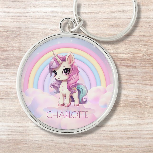 Unicorn Custom Name Rainbow Girly  Keychain (Creator Uploaded)