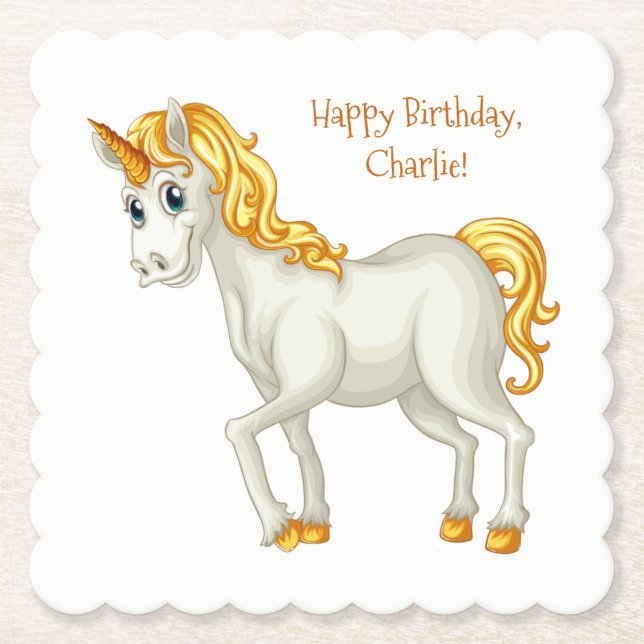 Unicorn custom text paper coasters (Front)