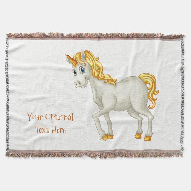 Unicorn custom text throw blanket (Front)