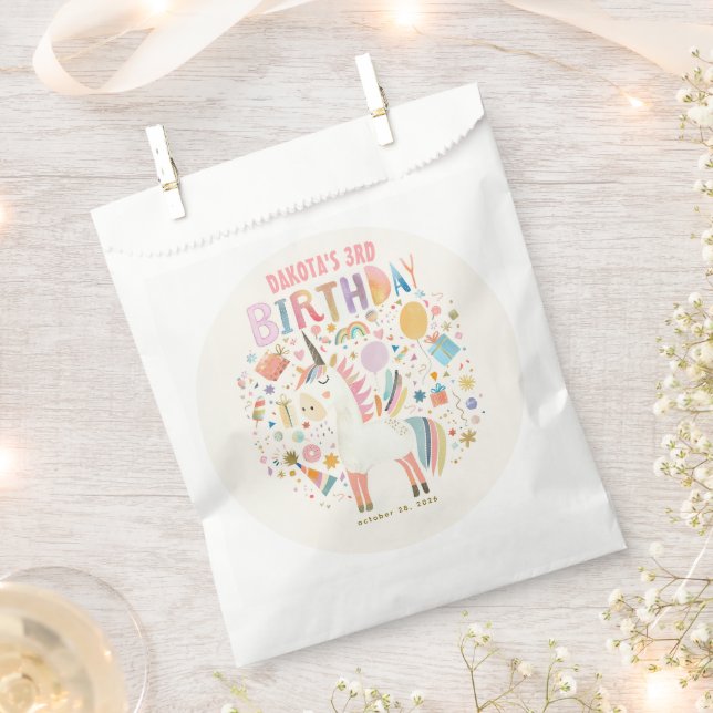 Unicorn Cute Birthday Party Favor Bag (Clipped)