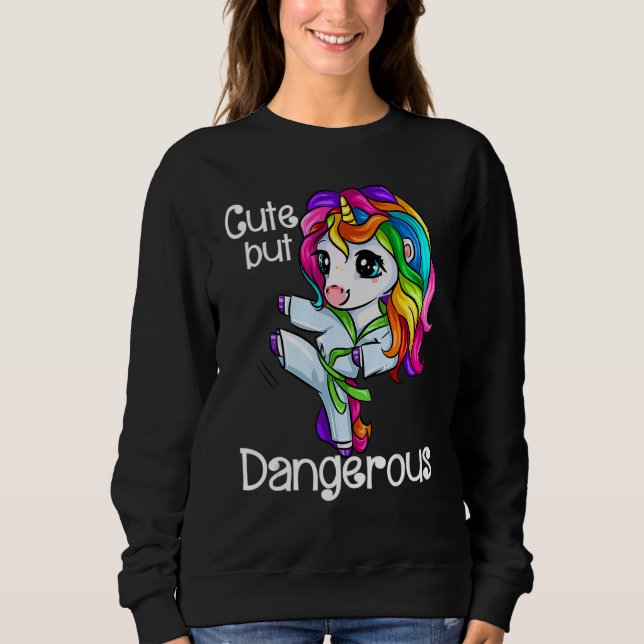 Unicorn Cute But Dangerous Funny Karate Taekwondo_ Sweatshirt (Front)
