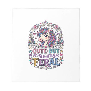 Unicorn Cute but Slightly Feral White Background C Notepad