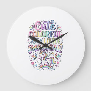 Unicorn Cute Colorful and a Little Magical Origina Large Clock