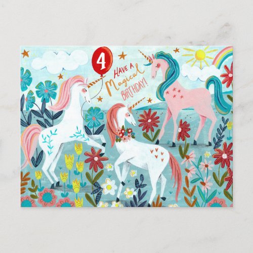 Unicorn cute girls birthday card