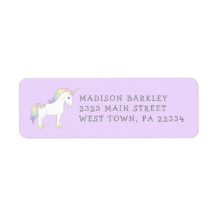 Unicorn Cute Kids Pastel Return Address Label