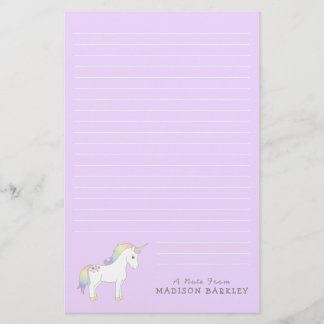 Unicorn Cute Kids Pastel Stationery