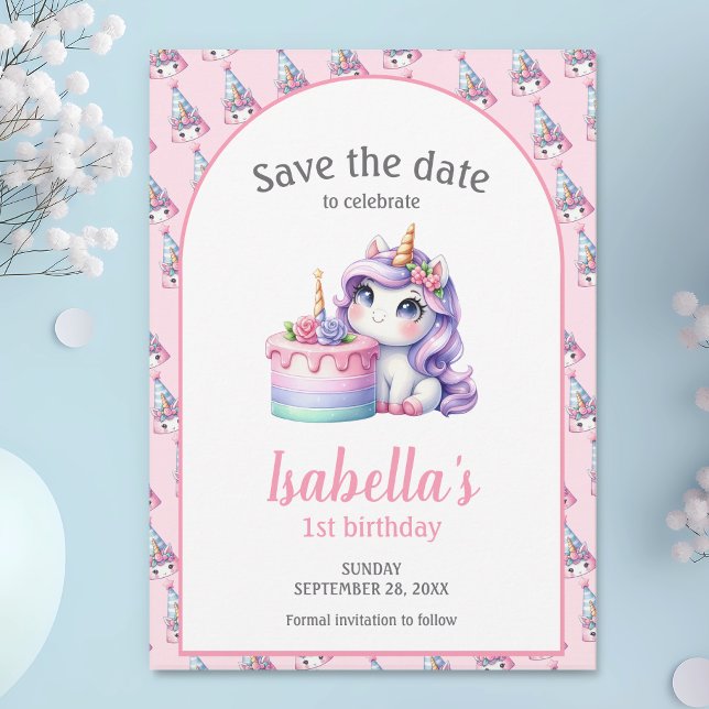 Unicorn Cute Magical Birthday Party Save The Date (Creator Uploaded)