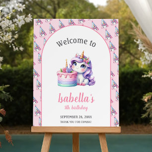 Unicorn Cute Magical Birthday Party Welcome Sign